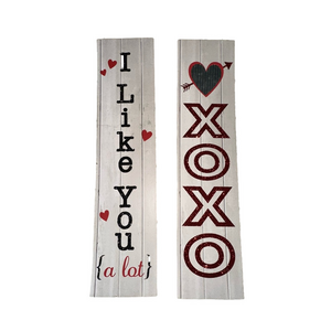 Valentines Day Wall Art Door Hanger Plaques Set of 2